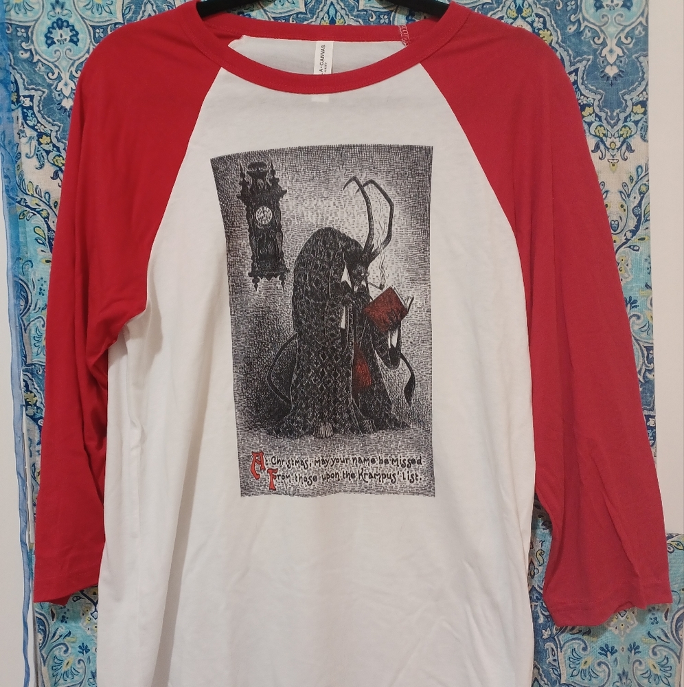 TeePublic Krampus' List Baseball Tee